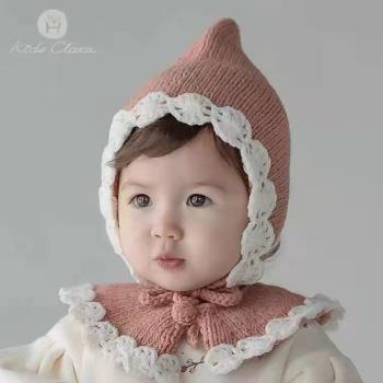 秋冬季女寶寶針織保暖嬰兒帽子