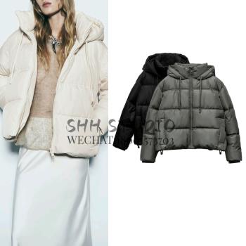 ZA 冬季新款韓國chic女裝加厚保暖短款連帽棉服夾克外套 3046223