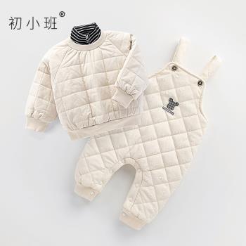 嬰兒冬季加絨夾棉保暖小童背帶褲