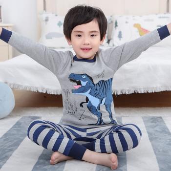 男童秋衣秋褲套裝純棉兒童裝棉毛衫學生純棉保暖內衣男孩恐龍睡衣