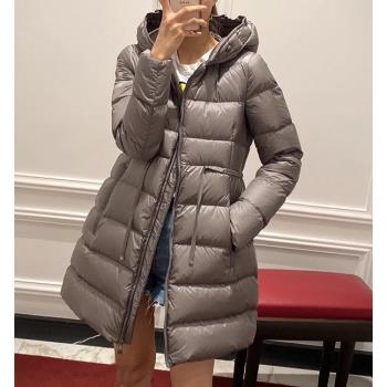原版開發 90鵝絨蓬鬆厚實又保暖的可調節松緊收腰長款羽絨服高階