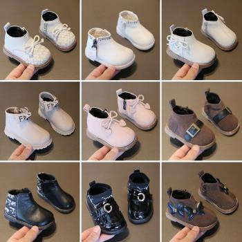 秋冬季女寶寶0-1 2歲保暖皮靴