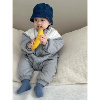 嬰兒冬季棉服寶寶冬款連體棉衣外出服2023新款冬裝加厚保暖連體衣