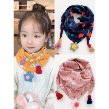 韓系秋冬季防風保暖純棉女童圍巾