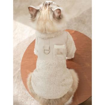 寵物貓咪馬卡龍色系雙面簡約棉衣秋冬保暖衣服布偶銀漸層英短幼貓
