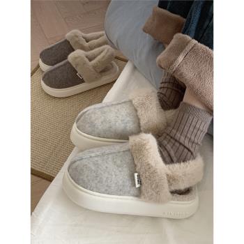 男女冬季室內保暖防滑加絨軟底月子鞋韓版簡約時尚百搭情侶棉拖鞋