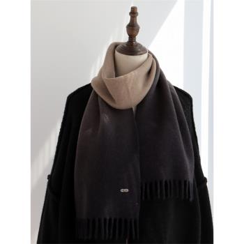 羊毛混紡女冬季韓版氣質流蘇圍巾