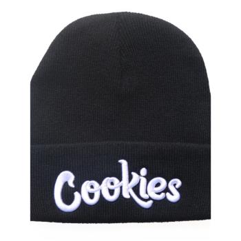 跨境新款帽子刺繡針織帽 外貿秋冬套頭保暖護耳Cookies毛線街舞帽