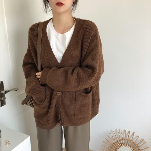 復古毛衣外套大碼女裝秋冬2023新款慵懶風韓版時尚寬松針織開衫厚