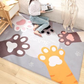 可愛動物貓咪貓爪法蘭絨短絨保暖客廳沙發臥室兒童寶寶滿鋪大地毯