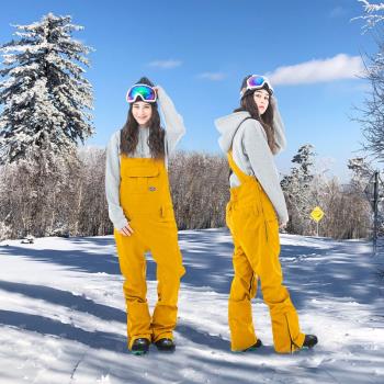 新款滑雪背帶褲女單板雙板雪褲防水防風保暖耐磨透氣連體滑雪褲