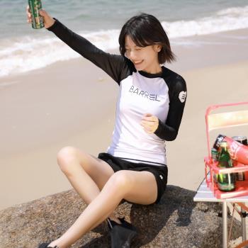 韓國潛水服女分體顯瘦拉鏈防曬速干保暖水母衣沖浪浮潛服長袖泳衣