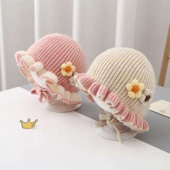 可愛甜美護耳女寶寶保暖嬰兒帽子