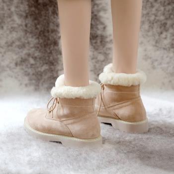 網紅冬季系帶毛毛韓版時尚雪地靴