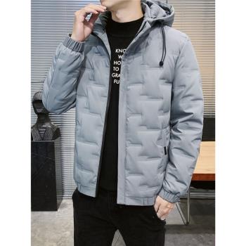 高階短款連帽保暖輕薄男士羽絨服