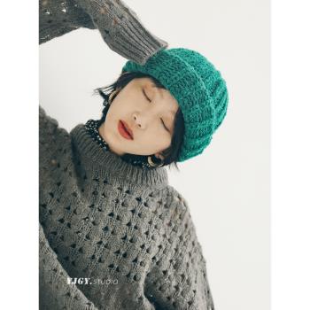 印計谷羽冬季保暖羊毛毛線帽女百搭韓版日系針織帽秋冬高級感帽子