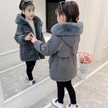 韓國兒童洋氣加厚保暖中長款棉服