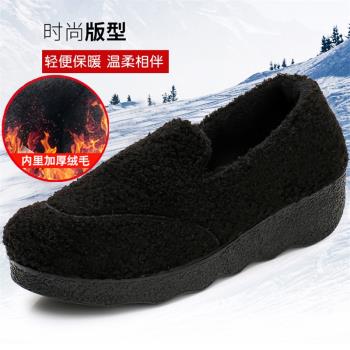 厚底秋冬款韓版羊羔毛老北京布鞋
