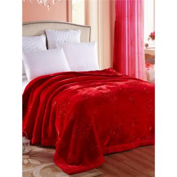 冬季大紅色毛毯婚慶拉舍爾結婚雙層加厚12斤陪嫁毯雙人蓋毯絨喜被