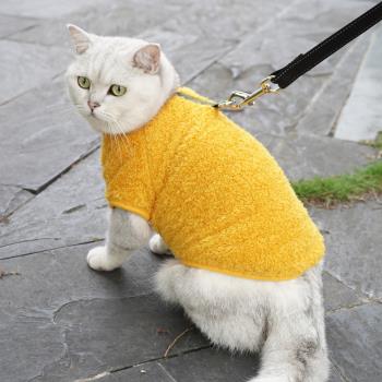 可愛貓咪衣服秋冬季保暖無毛貓銀漸層緬因貓狗狗可牽引防掉毛絨衣