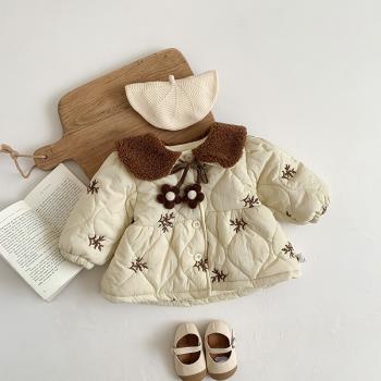 嬰幼兒冬裝寶寶加絨絎棉外套韓版洋氣外出服嬰童上衣長袖保暖外套