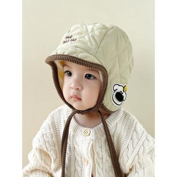 嬰兒帽子秋冬款韓版男寶寶保暖護耳雷鋒帽冬天男童外出防寒套頭帽