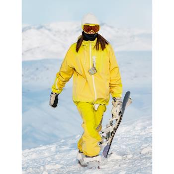 nowinsnow新品黃色滑雪服套裝2023專業單板男女褲防水透氣套裝