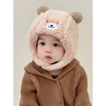 秋冬款男寶可愛保暖護耳嬰兒帽子