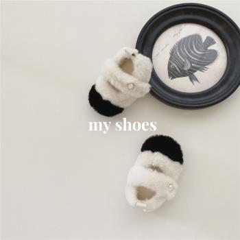 嬰兒鞋子冬新款0-2歲女嬰童寶寶小香風保暖毛毛鞋防滑軟底步前鞋
