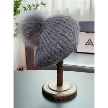 法國羊毛針織女秋冬季貝雷帽子
