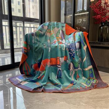 歐式H沙發蓋毯錦狐絨雙層保暖毛毯薄款多功能客廳裝飾毯子汽車毯