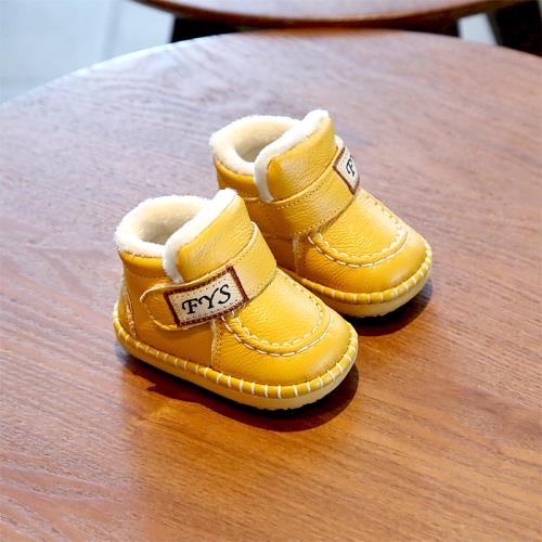 保暖男寶寶軟底真皮嬰兒學步鞋