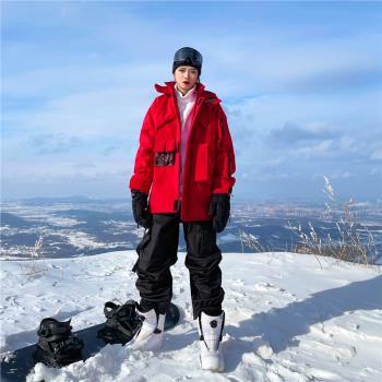 ZACHARIAH黑紅單板滑雪服專業防風防水加厚保暖反光雪褲