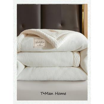 純白色加厚毛毯三層夾棉保暖牛奶絨小被子毯蓋毯珊瑚絨午休雙人冬