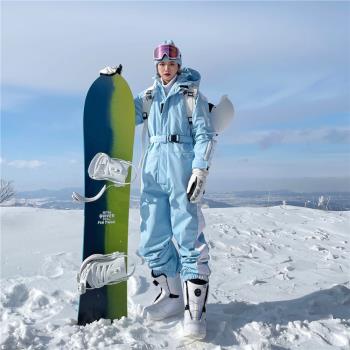 ZACHARIAH單雙板baby藍連體滑雪服防風防水加厚保暖專業雪褲