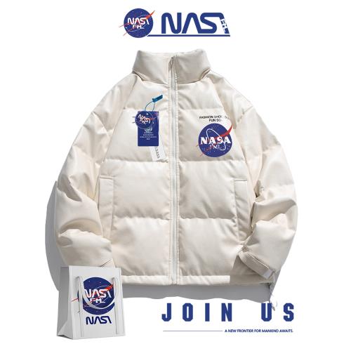 NASA立領冬季拉鏈開衫情侶羽絨服