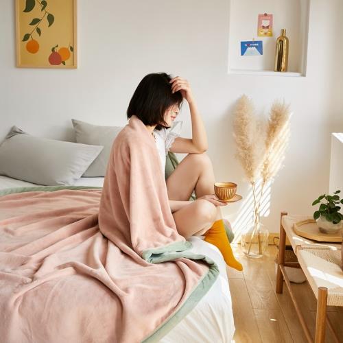 簡約牛奶絨毛毯AB復合撞色冬季加厚毯子午睡毯床單空調蓋毯秋冬毯