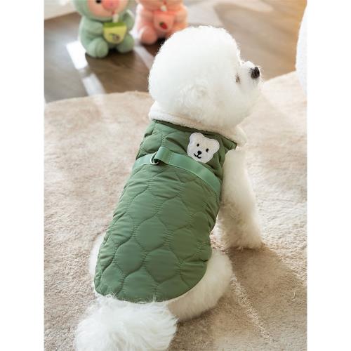 寵物狗狗兩腳棉背心兩腳可牽引衣服保暖加厚比熊泰迪博美小型幼犬