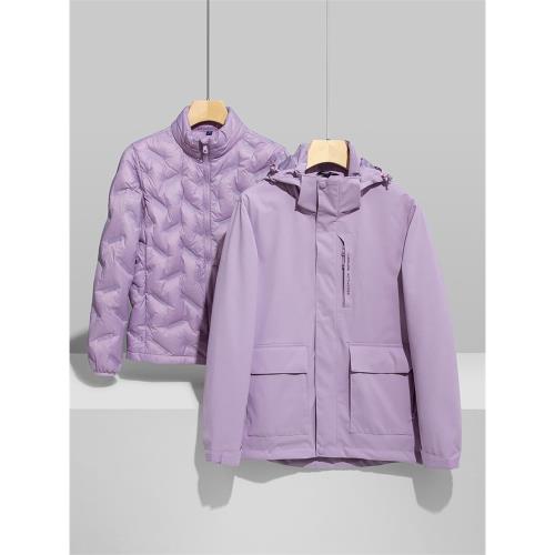 團購印制工裝羽絨衣內膽冬季沖鋒衣男女三合一兩件套加厚防風防水