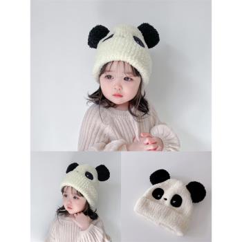 寶寶帽子冬季女童卡通套頭帽可愛小男孩毛絨帽保暖熊貓兒童護耳帽