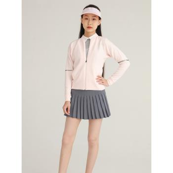 新款EG兒童高爾夫衣服女童針織外套秋冬裝青少年golf服裝長袖保暖