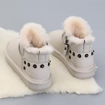 鉚釘側拉鏈冬季防滑保暖雪地靴