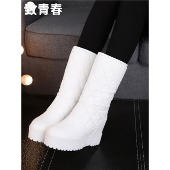 內增高皮面防水保暖百搭雪地靴