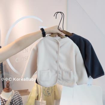 韓國嬰童裝洋氣薄絨保暖小外套！2023秋裝新款男女兒童小寶寶外套