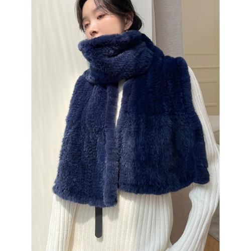 韓國品質水貂毛圍巾皮草圍巾女冬保暖水貂編織圍巾皮草毛領子加厚