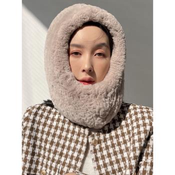 冬季獺兔毛女士百搭編織韓國帽子