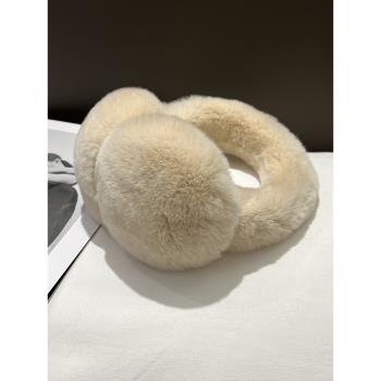 韓國獺兔毛皮草冬天保暖防凍耳罩