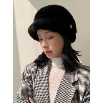 韓國氣質整皮冬季女士真毛帽子