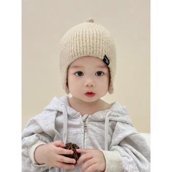 針織保暖男童秋冬款小月齡帽子