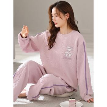 女士夾層加厚保暖休閑家居服睡衣